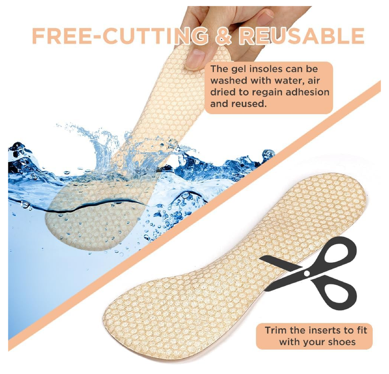 3/4 High Heel Cushion Insoles, Self-Adhesive Arch Support Inserts for Flat Feet and Arch Pain Relief,