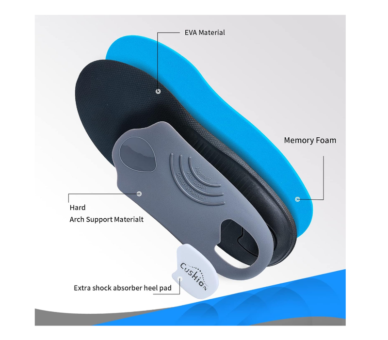 Walkomfy Heavy Duty Support Pain Relief Orthotics - 210+ lbs Plantar Fasciitis High Arch Support Insoles