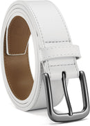 CHAOREN Mens Leather Belt 35mm for Jeans | White / Gun — 1