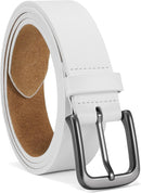 CHAOREN Mens Leather Belt 35mm for Jeans | White H / Black — 1