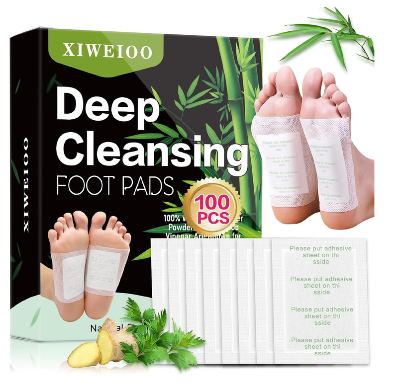 100 Pack Foot Pads, Ginger Oil Bamboo Charcoal, Foot Care Patch Message Deep Cleansing for Stress Relief, Better Rest,