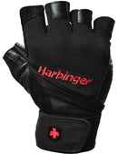 Harbinger Pro Wristwrap Weightlifting Gloves with Vented Cushioned Leather Palm | Pair