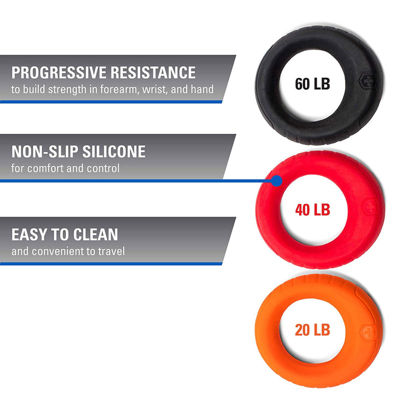 Harbinger Ergonomic Grip Strength System with Progressive Resistance Levels | Set of Three Grips