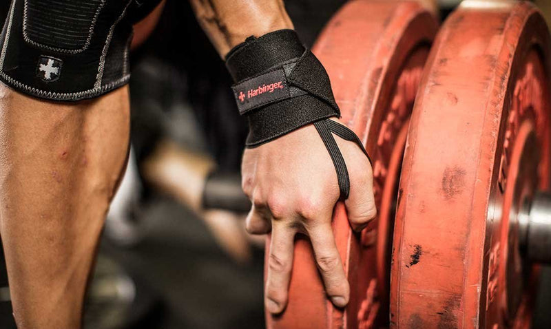 Harbinger Pro 20-Inch WristWraps with Thumb Loop for Weightlifting | Color Black | Pair