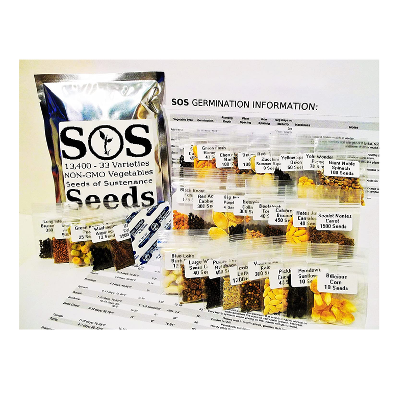 13,300+ Vegetable Seeds NON-GMO 33 Pack Variety