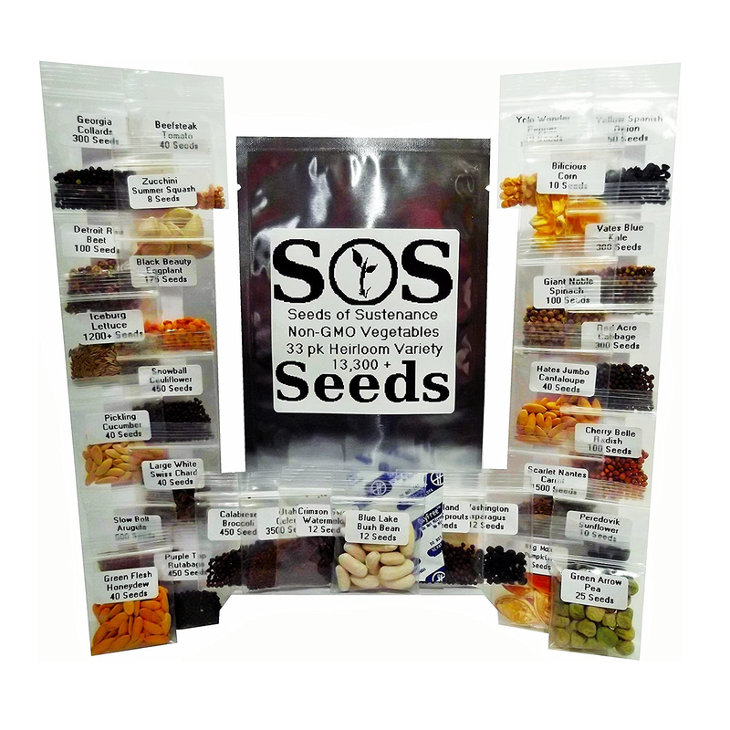 13,300+ Vegetable Seeds NON-GMO 33 Pack Variety