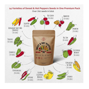 14 Sweet & Hot Peppers Seeds Variety Pack 700 Seeds Non-GMO Peppers Seeds