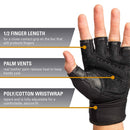 Harbinger Pro Wristwrap Weightlifting Gloves with Vented Cushioned Leather Palm | Pair