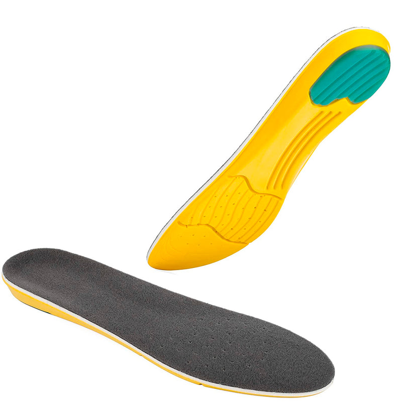 Orthotic Plantar Fasciitis Memory Foam Comfort Elevator Shoe Insole 1/2 Inch Height Increase (Yellow)