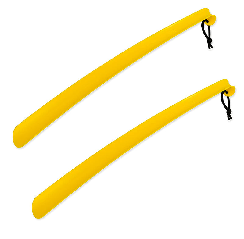 2 Pack Extra Long Handled Shoe Horn with Curved Handle and Hang Up Strap (24 inches)