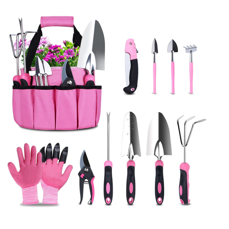 Tesmotor Pink Garden Tool Set | 11 Pieces