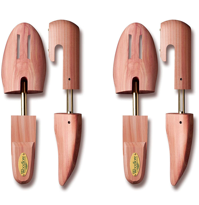 Woodlore Men’s Cedar Wood Shoe Trees (2 Pairs) Adjustable, Aromatic, USA Made