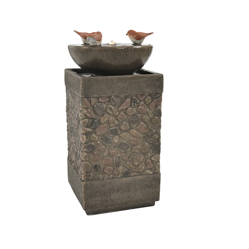 Sunnydaze Three Bathing Birds Outdoor Water Fountain |  Waterfall Fountain & Backyard Water Feature for Outside Patio