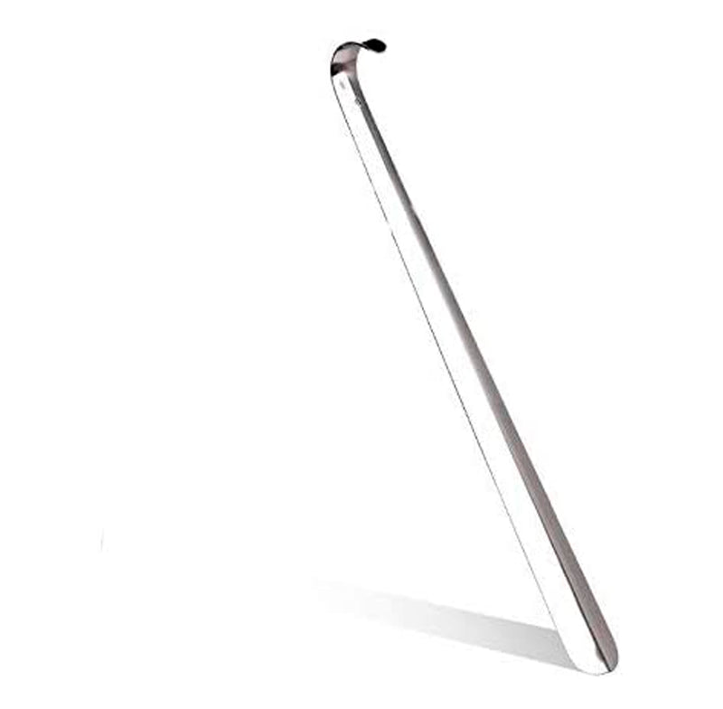 Groupcow 16.5" Long Handled Metal Shoehorn, Stainless Steel Shoe Horn Silver