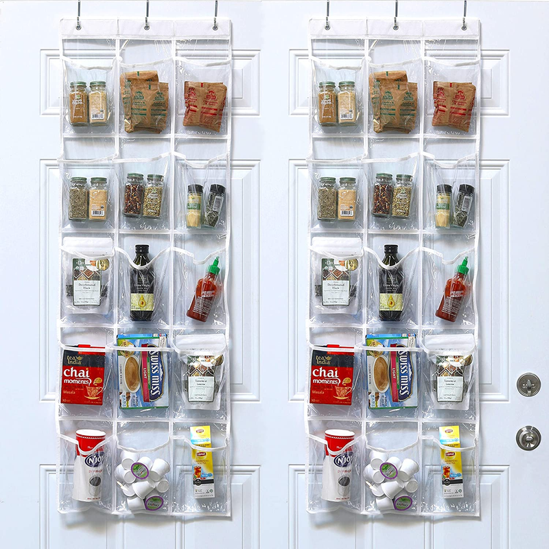 2-Pack Clear Over The Door Hanging Pantry Organizers by SimpleHouseware