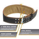 Harbinger Padded Leather Contoured Weightlifting Belt with Suede Lining and Steel Roller Buckle