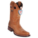 Men's Wild West Grisly Leather Square Toe Rubber Sole Boots Honey (28192751)