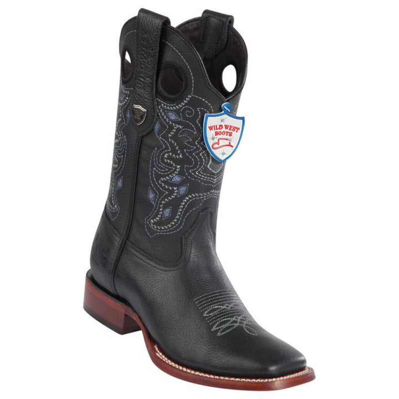 Wild West 28242705 Men's | Color Black | Men's Wild West Boots Genuine Leather Square Toe Handcrafted