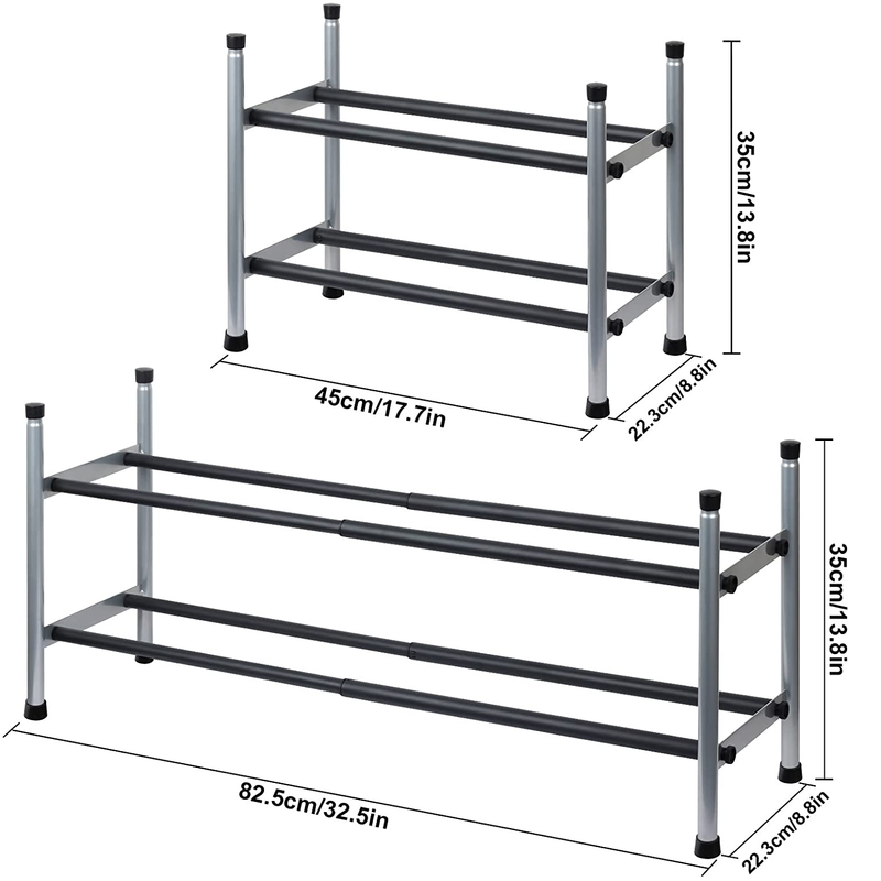 2 Tier Expandable Shoe Rack Adjustable Stackable Shoe Organizer