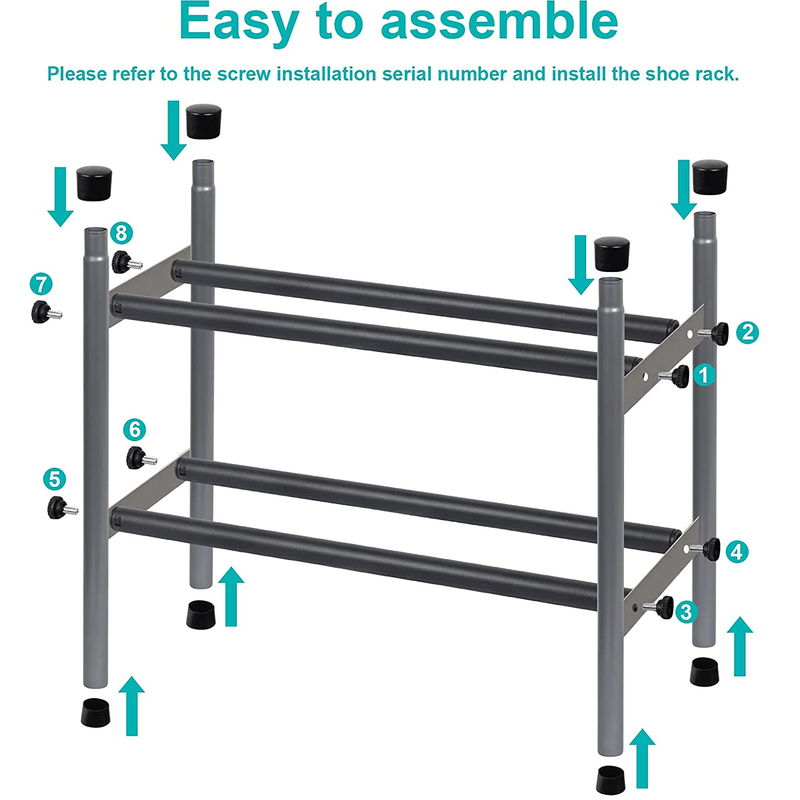 2 Tier Expandable Shoe Rack Adjustable Stackable Shoe Organizer