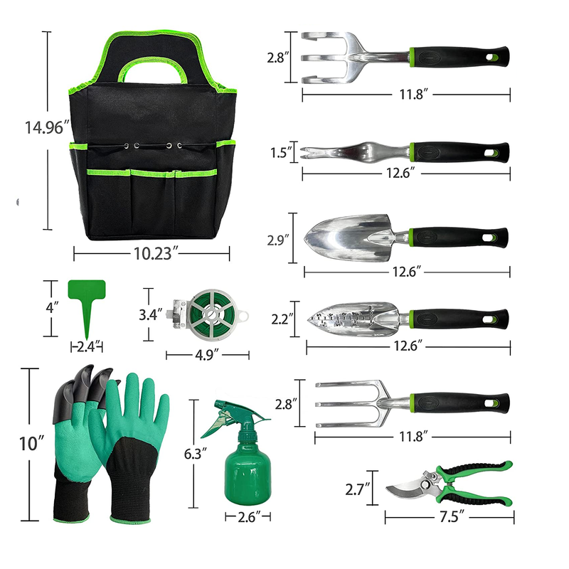 Tenozek Gardening Tools Stainless Steel | 11 Pieces