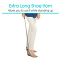 Vive Extra Long Handled Shoe Horn (31.5 Inches) - Metal Shoehorn for Men and Women - Large Standing Reach Assist