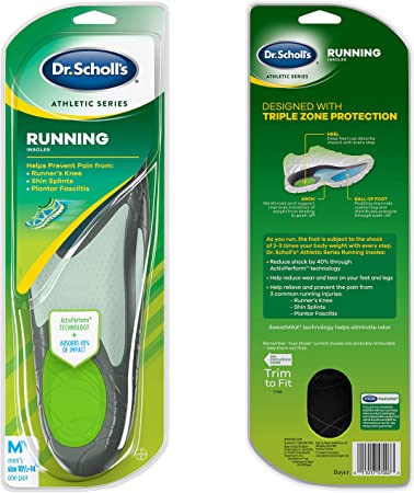 Dr. Scholl’s Running Insoles | Reduce Shock and Prevent Common Running Injuries: Runner's Knee, Plantar Fasciitis and Shin Splints | For Men&Women