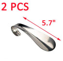 Pocket Shoehorn Shoe Horn for Kids Men Women Metal Long Handle Lifter 14.5cm Long Silver Tone Set of 2