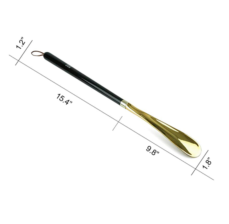 Shoe Horn Long Handle 25.2" - Lotus Wooden Handle and Streamline Spoon Metal Body