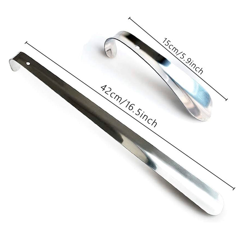 Groupcow Set of 2 Stainless Steel Shoe Horn Silver 16.5" Inch and 5.9" Inch Long