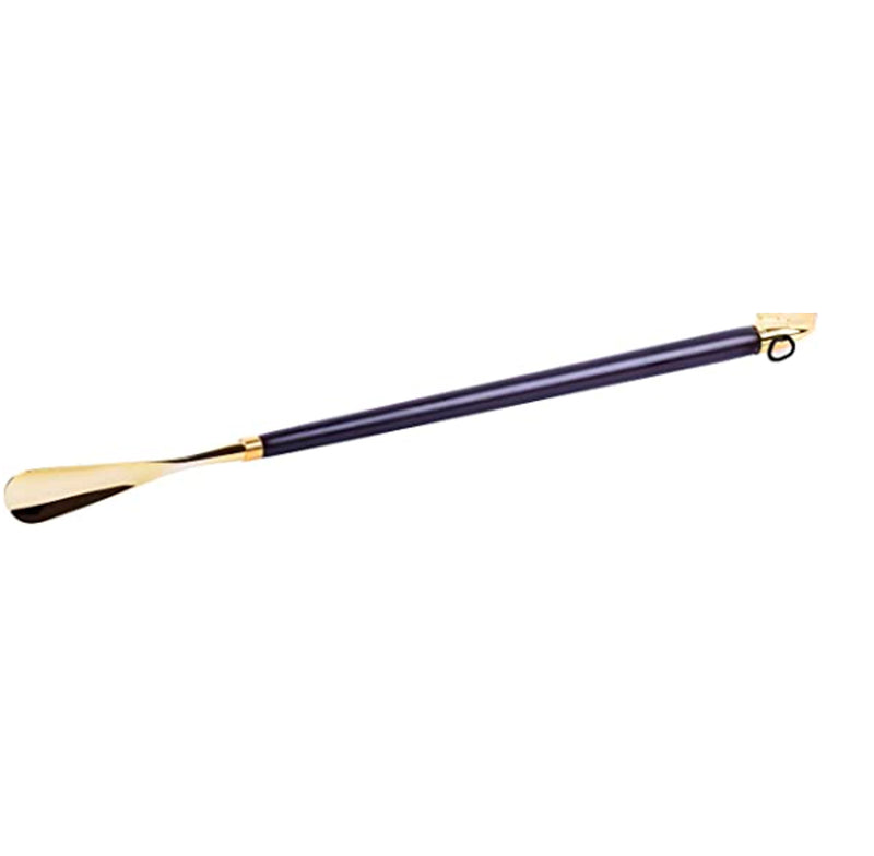 Long Metal Shoe Horn with Schima Wood Handle and Solid Brass Horse Head
