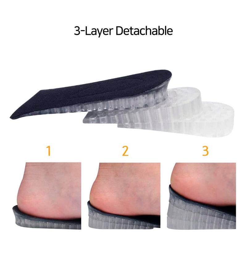 Heel Lift Inserts - Height Increase Insoles for Men & Women - Invisible Silicone Gel Cushion Shoe Pads