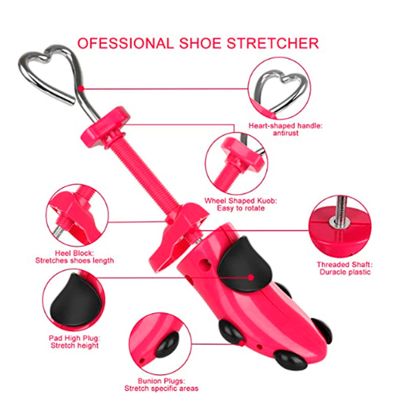 Shoe Stretcher for Women Men, Pair of 4-way Color Red