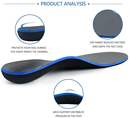 Walk-Hero Comfort And Support | Plantar Fasciitis Feet Insoles Arch Supports Orthotics Inserts Relieve Flat Feet | For Women And Men | Color Grey