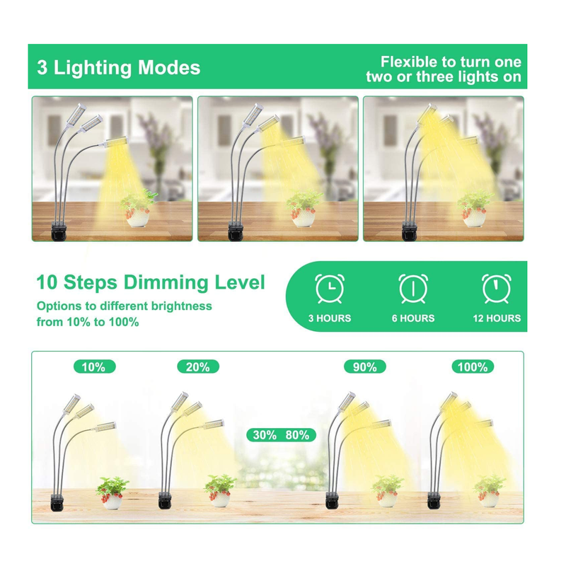 Grow Light for Indoor Plants | Full Spectrum Grow Lamp with Timer