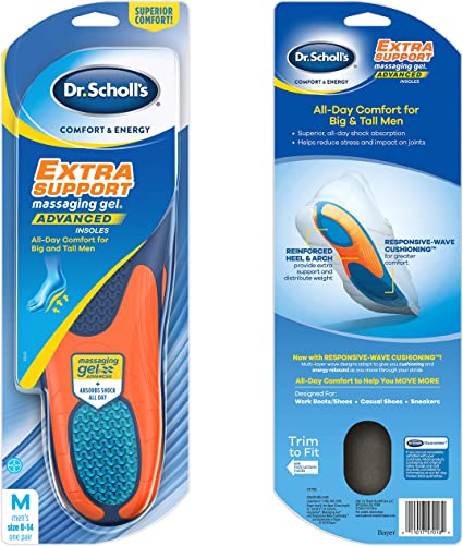 Dr. Scholl’s Extra Support Insoles | Superior Shock Absorption and Reinforced Arch Support for Big & Tall Men | Men