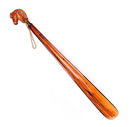Long 21" Spoon Shoe Horn, Brown Wooden Handle Horse style