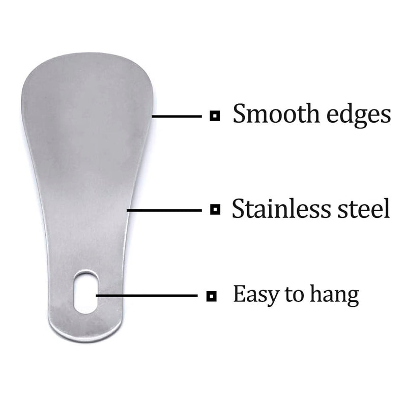 Yoohey 2pcs Stainless Steel Travel Pocket Shoe Horn Metal Shoehorn 4 Inch