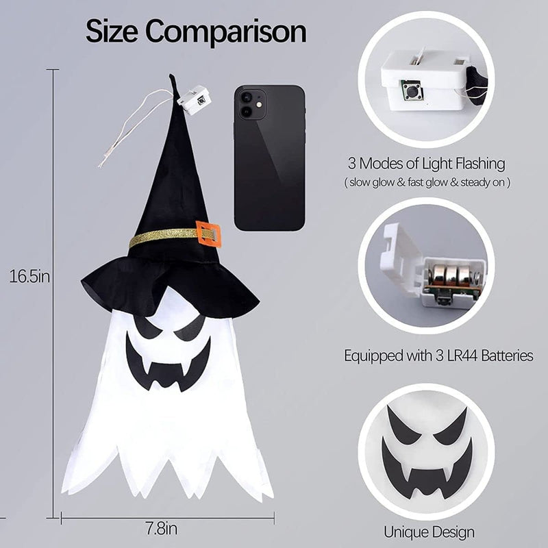 Galiejar Halloween Decorations Outdoor Hanging Lighted Glowing Ghost Hat Halloween Decor Indoor Outside Ornaments | Yard Tree Garden (3Pcs)