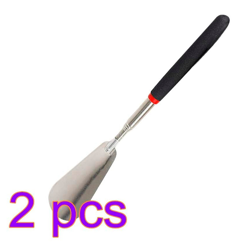 Healifty Stainless Steel Shoe Horn with Adjustable Handle Telescopic Expander Shoe Horn for Travel Use 2pcs