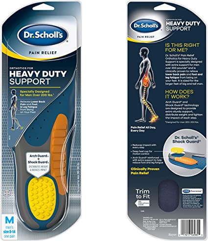 Dr. Scholl's Heavy Duty Support Pain Relief Orthotics | Designed for Men over 200lbs with Technology to Distribute Weight