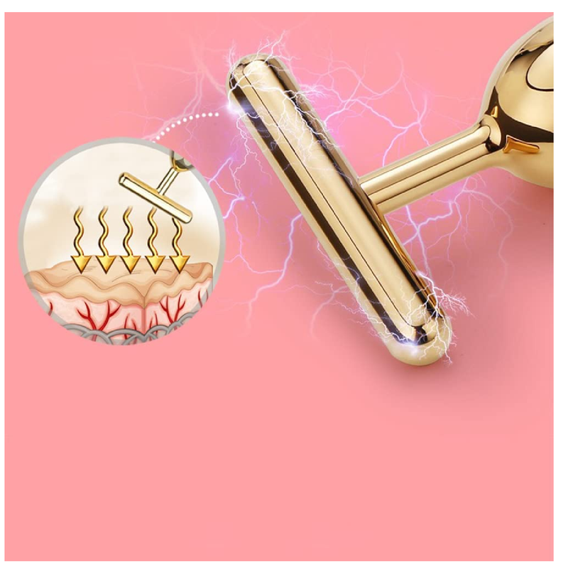 2 in 1 Facial Massager 3D Electric Gold Face Roller and T-Shape Arm