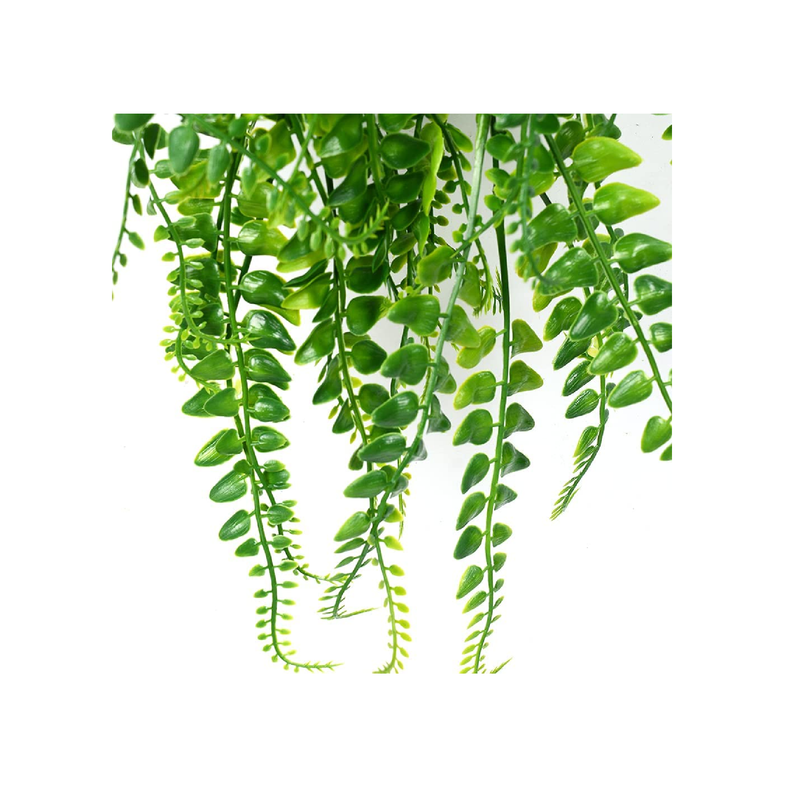 CLONG Artificial Hanging Ferns | Vine Plants | Fake Ivy | Boston Fern | For Outdoor Use UV Resistant 2 Pieces Color Green