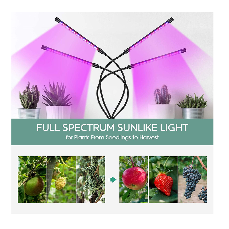 360° Grow Light for Indoor Plants | Gooseneck Full Spectrum Growing Lamp Strip w/ 3 Modes 9 Dimmable Brightness 