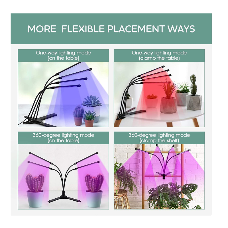 360° Grow Light for Indoor Plants | Gooseneck Full Spectrum Growing Lamp Strip w/ 3 Modes 9 Dimmable Brightness 