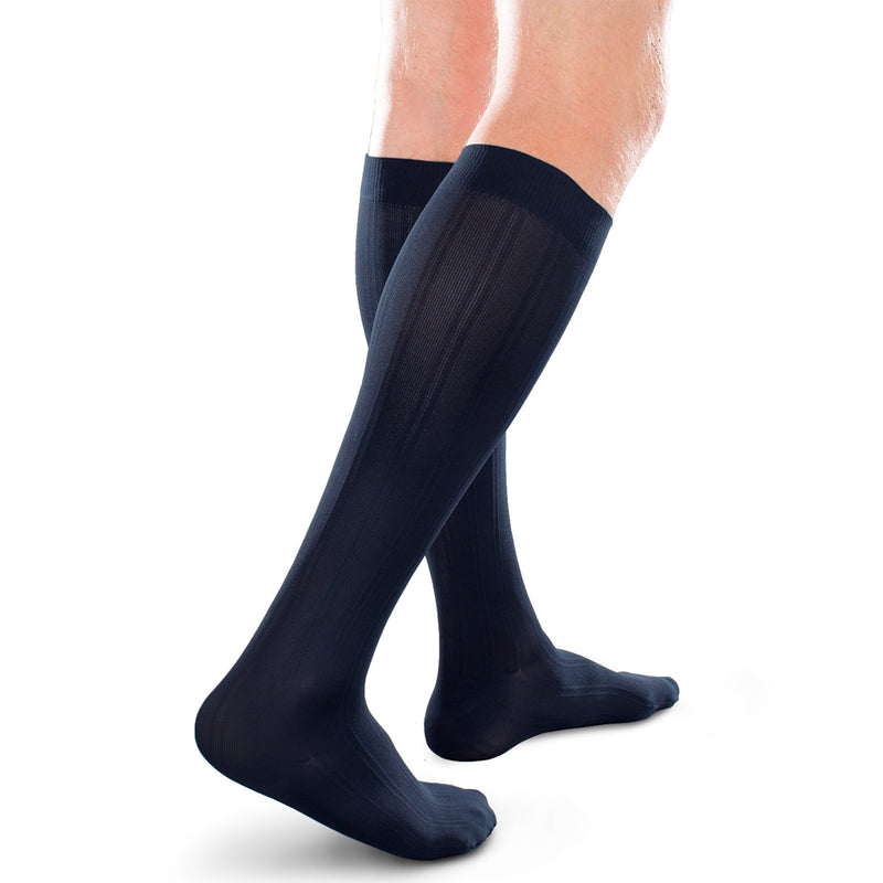 Moderate Support Mens Trouser Socks 20 - 30 MMHG Navy Large Long - One Pair (