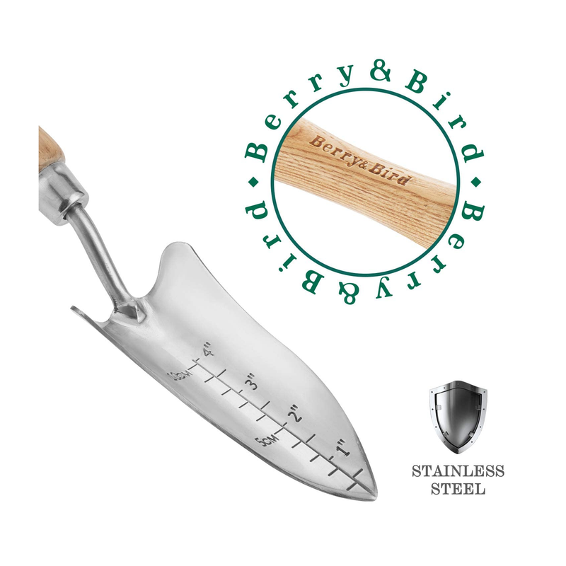 Berry&Bird Stainless Steel Transplanter | Garden Trowel with Ergonomic Handle