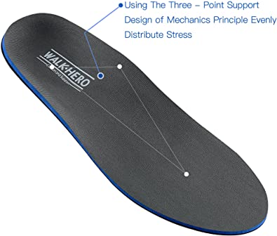 Walk-Hero Comfort And Support | Plantar Fasciitis Feet Insoles Arch Supports Orthotics Inserts Relieve Flat Feet | For Women And Men | Color Grey