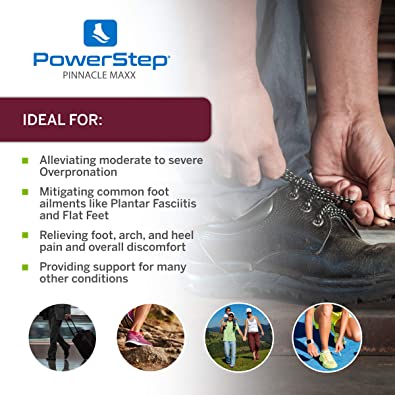 Powerstep Pinnacle Maxx | Full Length Insoles Ideal for plantar fasciiitis | Extra Stability | For Women and Men