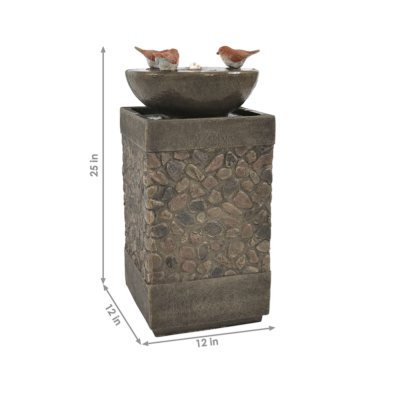 Sunnydaze Three Bathing Birds Outdoor Water Fountain |  Waterfall Fountain & Backyard Water Feature for Outside Patio